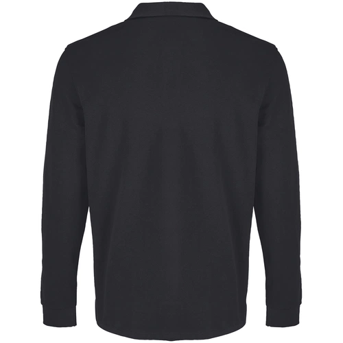 Рубашка поло унисекс с длинным рукавом Pacific LSL, черная Рубашка поло унисекс с длинным рукавом Pacific LSL, черная