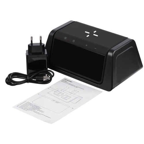 Настольный стерилизатор с беспроводной зарядкой и часами UV Depot, черный Настольный стерилизатор с беспроводной зарядкой и часами UV Depot, черный