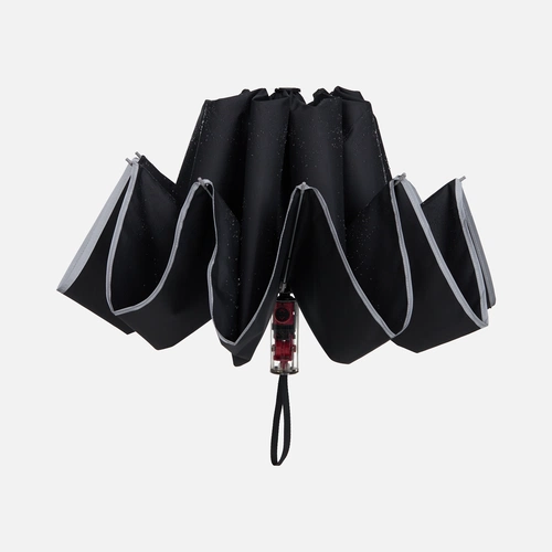 Зонт наоборот складной Futurum со светоотражающим кантом, черный Зонт наоборот складной Futurum со светоотражающим кантом, черный