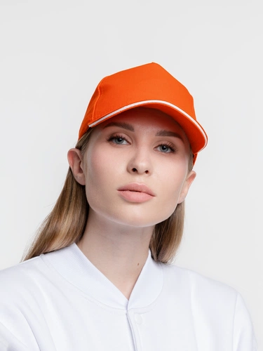 Бейсболка Classic, оранжевая с белым кантом Бейсболка Classic, оранжевая с белым кантом