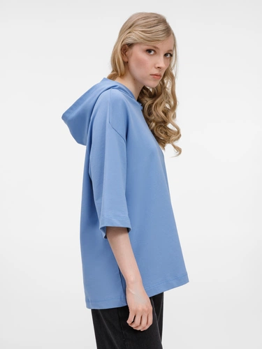 Футболка оверсайз унисекс с капюшоном Neofit, синяя Футболка оверсайз унисекс с капюшоном Neofit, синяя