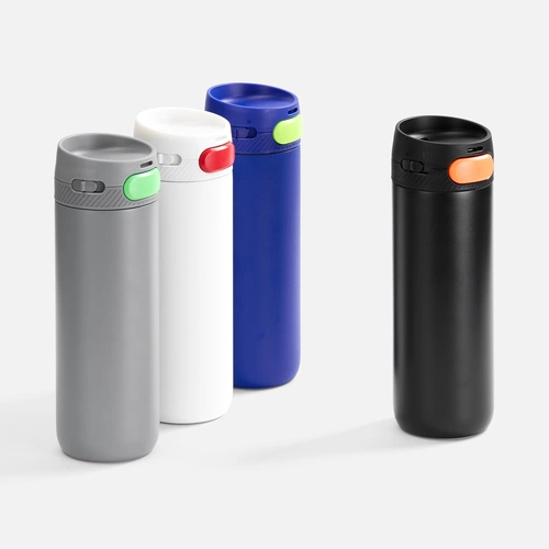 Термостакан X1 с цветной кнопкой, черный с оранжевым Термостакан X1 с цветной кнопкой, черный с оранжевым