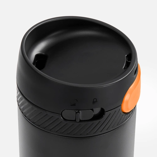 Термостакан X1 с цветной кнопкой, черный с оранжевым Термостакан X1 с цветной кнопкой, черный с оранжевым