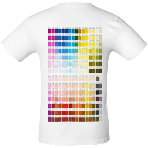 Футболка T-bolka 160 c DTG-печатью Kornit Color Chart 2, белая Футболка T-bolka 160 c DTG-печатью Kornit Color Chart 2, белая