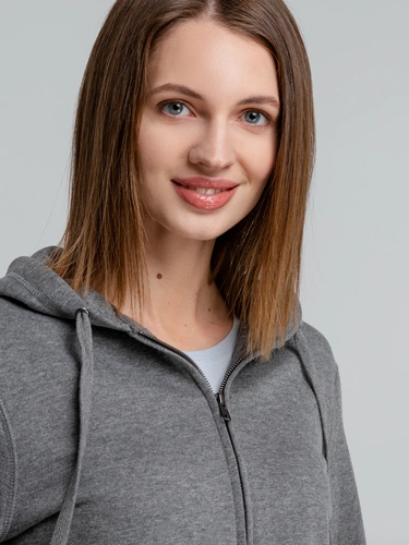 Толстовка на молнии с капюшоном унисекс King, темно-серый меланж Толстовка на молнии с капюшоном унисекс King, темно-серый меланж