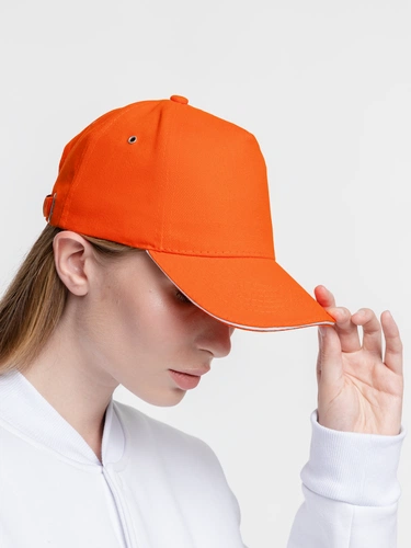 Бейсболка Classic, оранжевая с белым кантом Бейсболка Classic, оранжевая с белым кантом