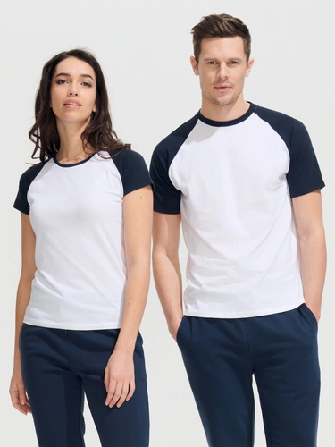 Футболка мужская двухцветная Funky 150, белая с темно-синим Футболка мужская двухцветная Funky 150, белая с темно-синим