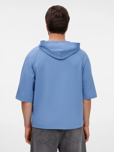 Футболка оверсайз унисекс с капюшоном Neofit, синяя Футболка оверсайз унисекс с капюшоном Neofit, синяя