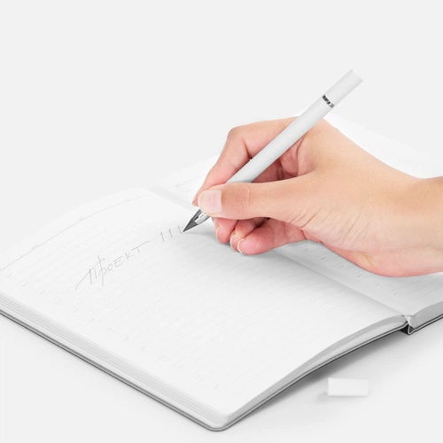 Ручка шариковая и вечный карандаш Diptych, белая Ручка шариковая и вечный карандаш Diptych, белая