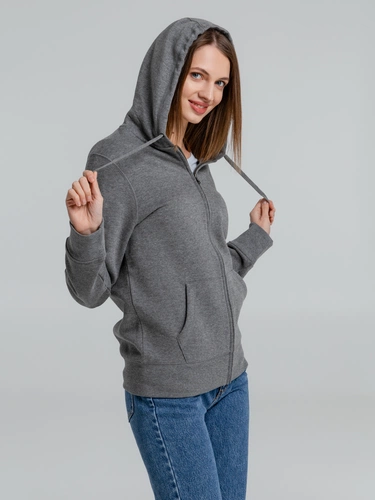 Толстовка на молнии с капюшоном унисекс King, темно-серый меланж Толстовка на молнии с капюшоном унисекс King, темно-серый меланж