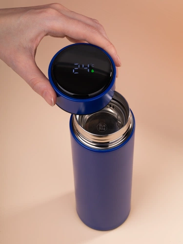 Смарт-бутылка с заменяемой батарейкой Long Therm, синяя Смарт-бутылка с заменяемой батарейкой Long Therm, синяя