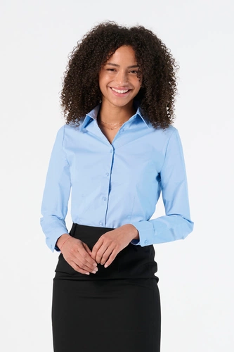 Рубашка женская с длинным рукавом Eden 140 голубая Рубашка женская с длинным рукавом Eden 140 голубая