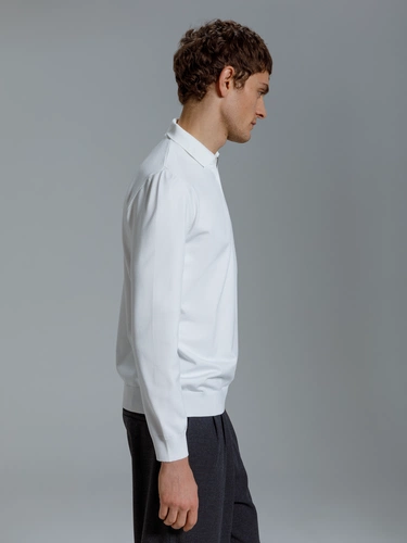 Рубашка поло мужская с длинным рукавом Terrazzo, белая Рубашка поло мужская с длинным рукавом Terrazzo, белая