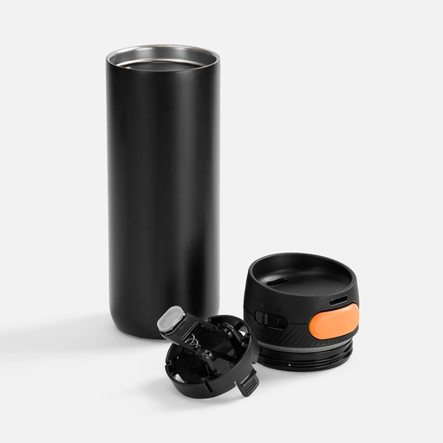 Термостакан X1 с цветной кнопкой, черный с оранжевым Термостакан X1 с цветной кнопкой, черный с оранжевым