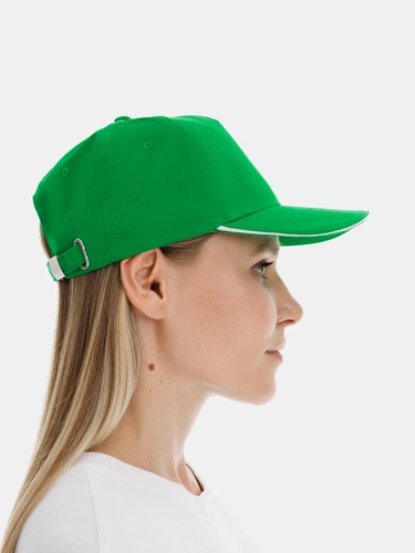 Бейсболка Classic 2.0, ярко-зеленая с белым кантом Бейсболка Classic 2.0, ярко-зеленая с белым кантом