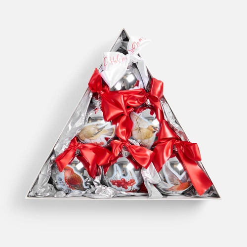 Подарочный сет новогодних шаров Finery Gloss с тампопечатью Подарочный сет новогодних шаров Finery Gloss с тампопечатью