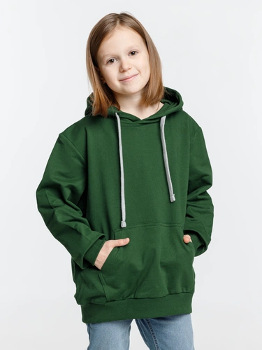 Толстовка с капюшоном детская Kirenga Kids, темно-зеленая Толстовка с капюшоном детская Kirenga Kids, темно-зеленая
