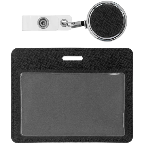 Чехол для карточки с ретрактором Devon, черный Чехол для карточки с ретрактором Devon, черный