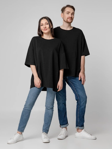 Футболка унисекс оверсайз Crosstown, черная Футболка унисекс оверсайз Crosstown, черная