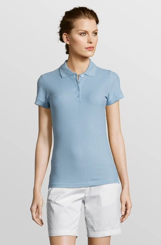 Рубашка поло женская People 210, голубая Рубашка поло женская People 210, голубая