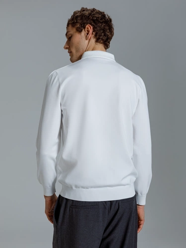 Рубашка поло мужская с длинным рукавом Terrazzo, белая Рубашка поло мужская с длинным рукавом Terrazzo, белая