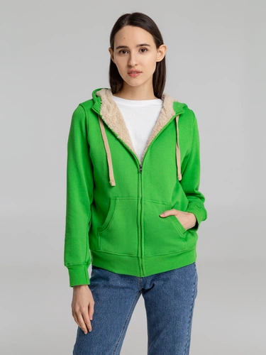 Толстовка унисекс на молнии Sherpa 280, ярко-зеленая Толстовка унисекс на молнии Sherpa 280, ярко-зеленая