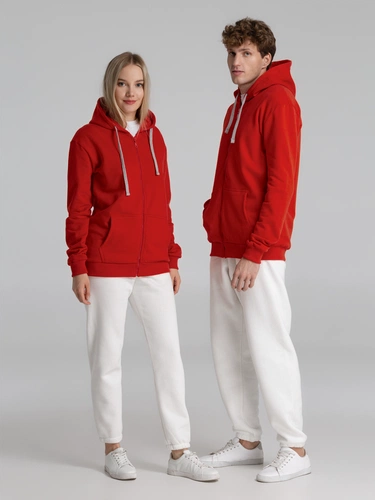 Толстовка на молнии с капюшоном Unit Siverga Heavy, красная Толстовка на молнии с капюшоном Unit Siverga Heavy, красная