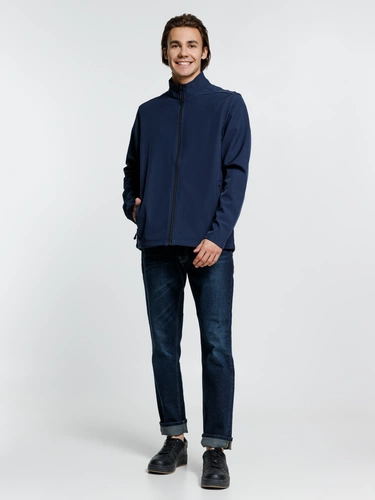 Куртка софтшелл мужская Race Men, темно-синяя Куртка софтшелл мужская Race Men, темно-синяя