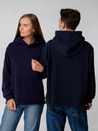 Худи флисовое унисекс Manakin, темно-синее Худи флисовое унисекс Manakin, темно-синее