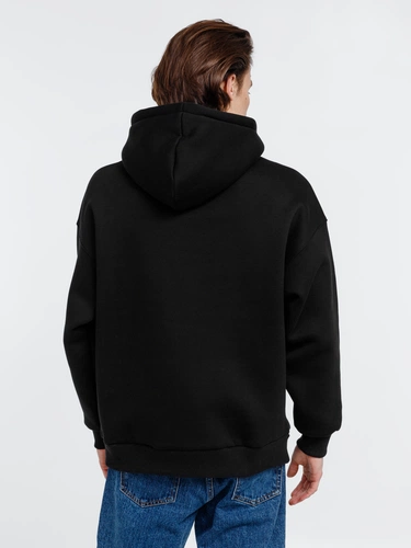 Худи оверсайз унисекс Go Easy, черное Худи оверсайз унисекс Go Easy, черное