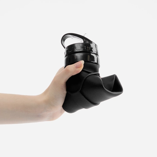 Складная бутылка для воды Langfossen, черная Складная бутылка для воды Langfossen, черная