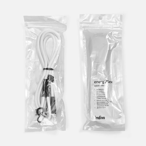 Кабель-ланьярд energyFlex Power Delivery 60 Вт, белый Кабель-ланьярд energyFlex Power Delivery 60 Вт, белый