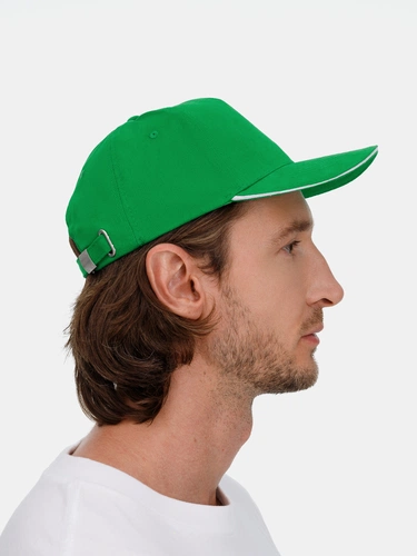 Бейсболка Classic 2.0, ярко-зеленая с белым кантом Бейсболка Classic 2.0, ярко-зеленая с белым кантом