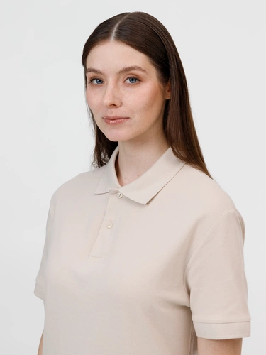 Рубашка поло унисекс Pacific, бежевая (льняная) Рубашка поло унисекс Pacific, бежевая (льняная)