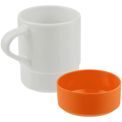 Кружка с силиконовой подставкой Protege, оранжевая Кружка с силиконовой подставкой Protege, оранжевая