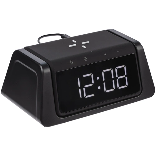 Настольный стерилизатор с беспроводной зарядкой и часами UV Depot, черный Настольный стерилизатор с беспроводной зарядкой и часами UV Depot, черный