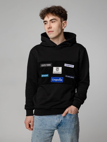 Худи унисекс Patch Catcher со вставкой из липучки, черное Худи унисекс Patch Catcher со вставкой из липучки, черное