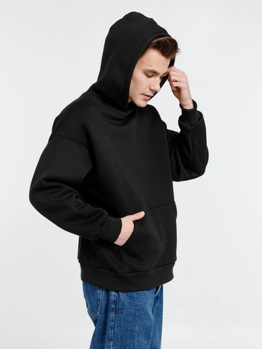 Худи оверсайз унисекс Go Easy, черное Худи оверсайз унисекс Go Easy, черное