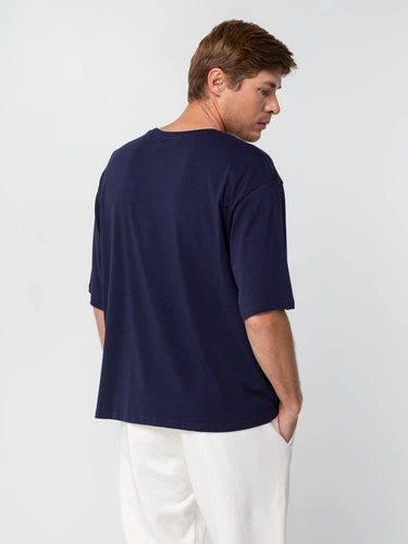 Футболка унисекс оверсайз Street Vibes, темно-синяя Футболка унисекс оверсайз Street Vibes, темно-синяя