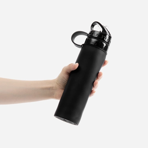 Складная бутылка для воды Langfossen, черная Складная бутылка для воды Langfossen, черная