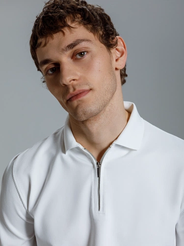 Рубашка поло мужская с длинным рукавом Terrazzo, белая Рубашка поло мужская с длинным рукавом Terrazzo, белая