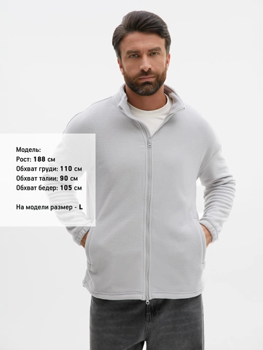Куртка флисовая унисекс Nebo, светло-серая Куртка флисовая унисекс Nebo, светло-серая