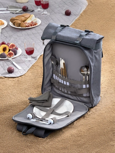 Набор для пикника Picnivo на 4 персоны, темно-серый меланж Набор для пикника Picnivo на 4 персоны, темно-серый меланж