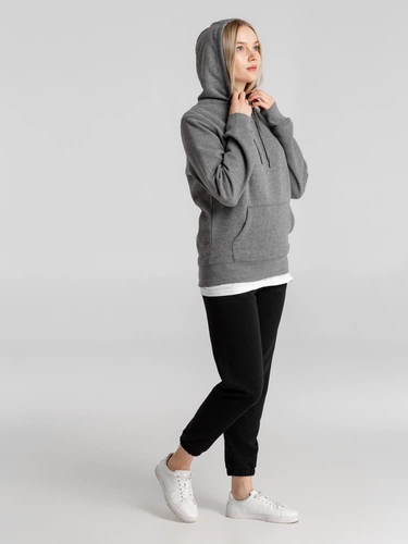 Толстовка с капюшоном унисекс King, темно-серый меланж Толстовка с капюшоном унисекс King, темно-серый меланж