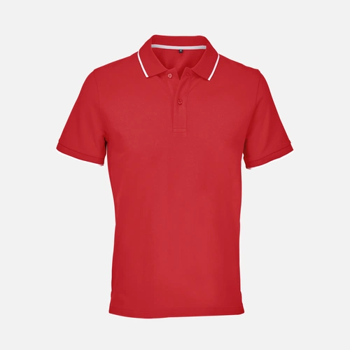 Рубашка поло унисекс Palermo, красная с белым Рубашка поло унисекс Palermo, красная с белым