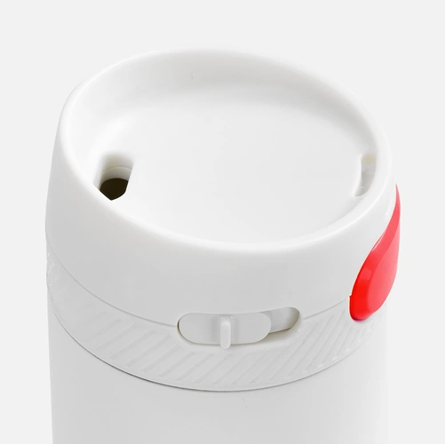 Термостакан X1 с цветной кнопкой, белый с красным Термостакан X1 с цветной кнопкой, белый с красным