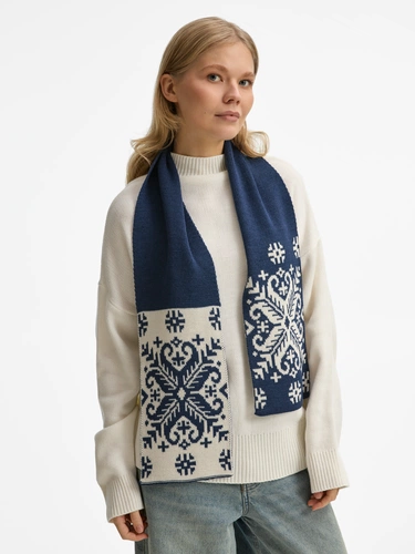 Шарф Wintertude M, синий с белым Шарф Wintertude M, синий с белым