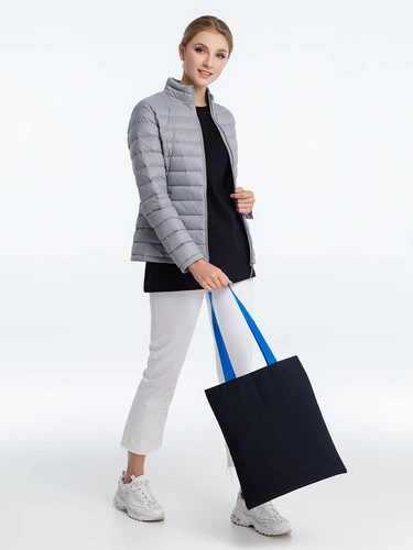 Холщовая сумка BrighTone, черная с ярко-синими ручками Холщовая сумка BrighTone, черная с ярко-синими ручками