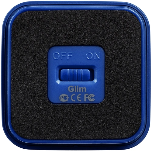 Беспроводная колонка с подсветкой гравировки Glim, синяя Беспроводная колонка с подсветкой гравировки Glim, синяя