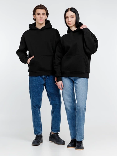 Худи оверсайз унисекс Go Easy, черное Худи оверсайз унисекс Go Easy, черное